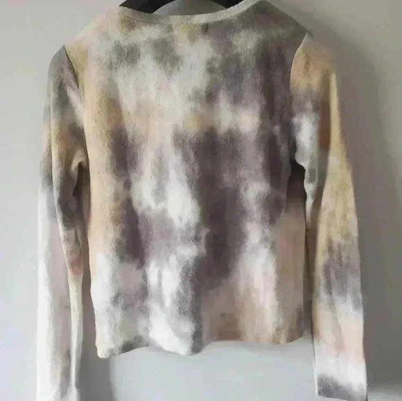 Antistar  super soft cropped grey and yellow tye dye sweater. Size small - Picture 3 of 4